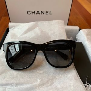Chanel Polarized Square Sunglasses 56mm in Black